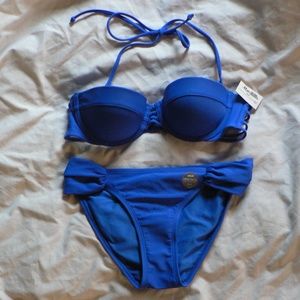 NEW womens Aerie swim suit XS bottom 32A top blue